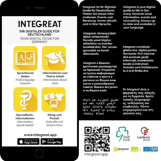 Infografik mit den Vorteilen der Integreat App. 