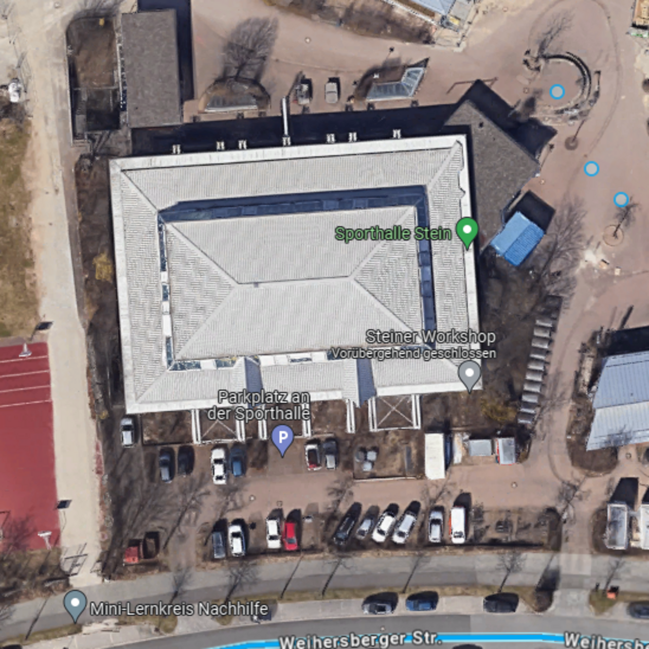 Bild Sporthalle Gymnasium Stein als Luftaufnahme
