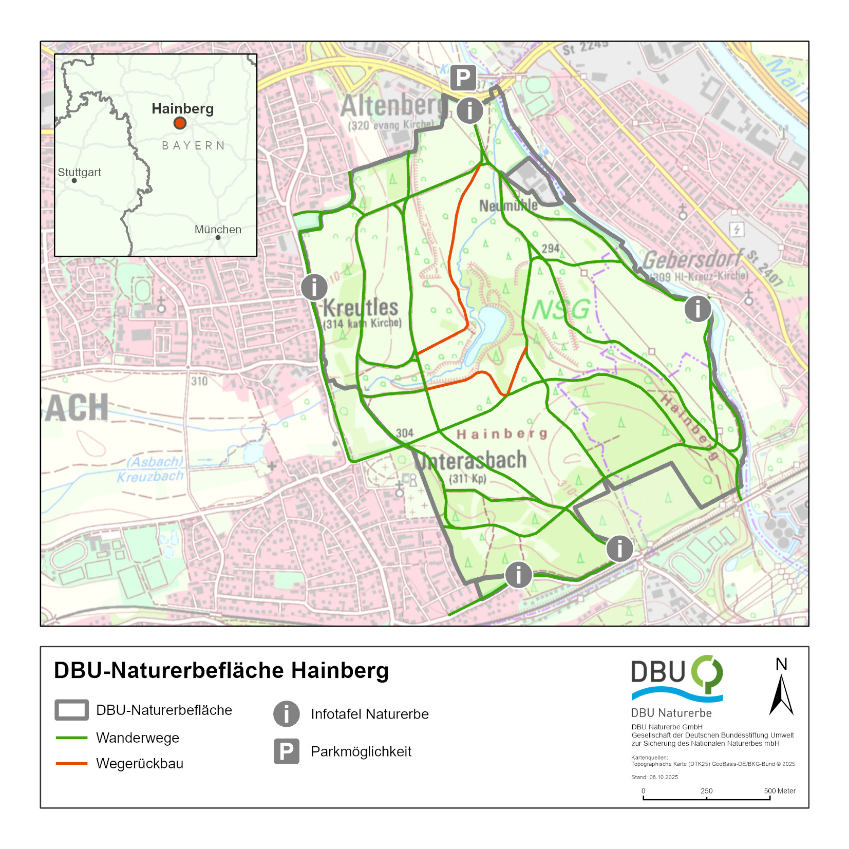 Karte Hainberg Wegerückbau